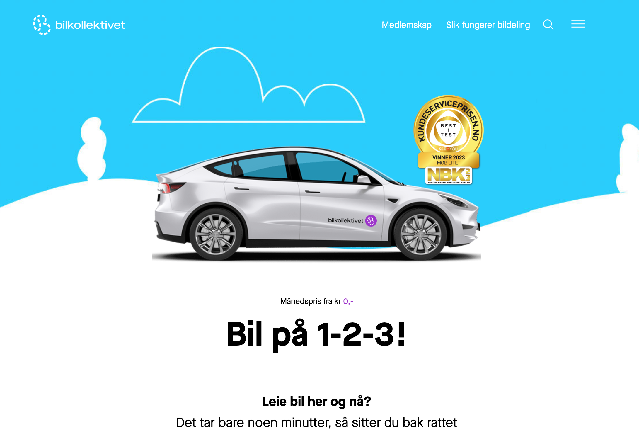 bilde av forsiden til bilkollektivet.no på desktop